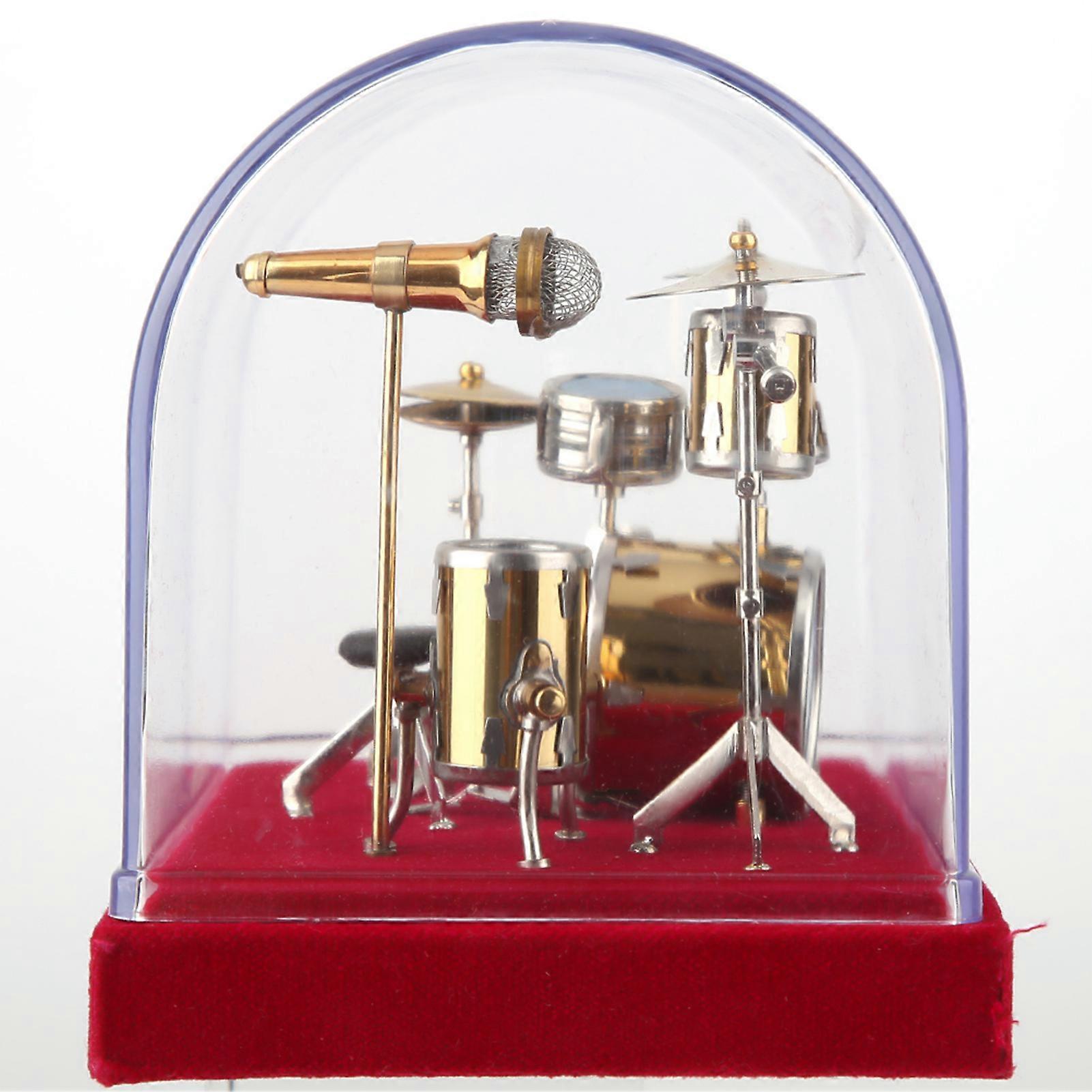 Miniature Copper Drum Set Model with Storage Box 18cm #02