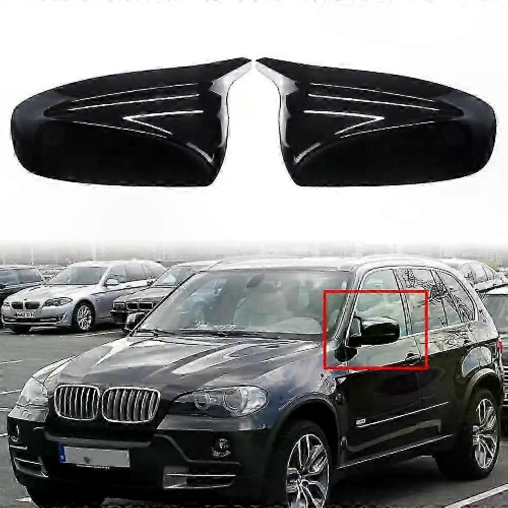Black Glossy Side Mirror Covers for X5 E70 X6 E71 2007-2013 Left Right Caps