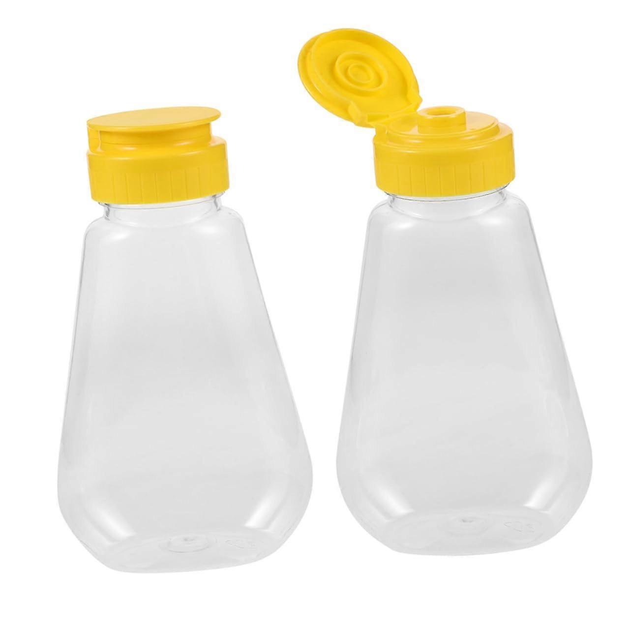 Refillable Plastic Squeeze Bottle, 2Pack With Durable Dispensing Nozzle for Syrups, Ketchup and Mustard