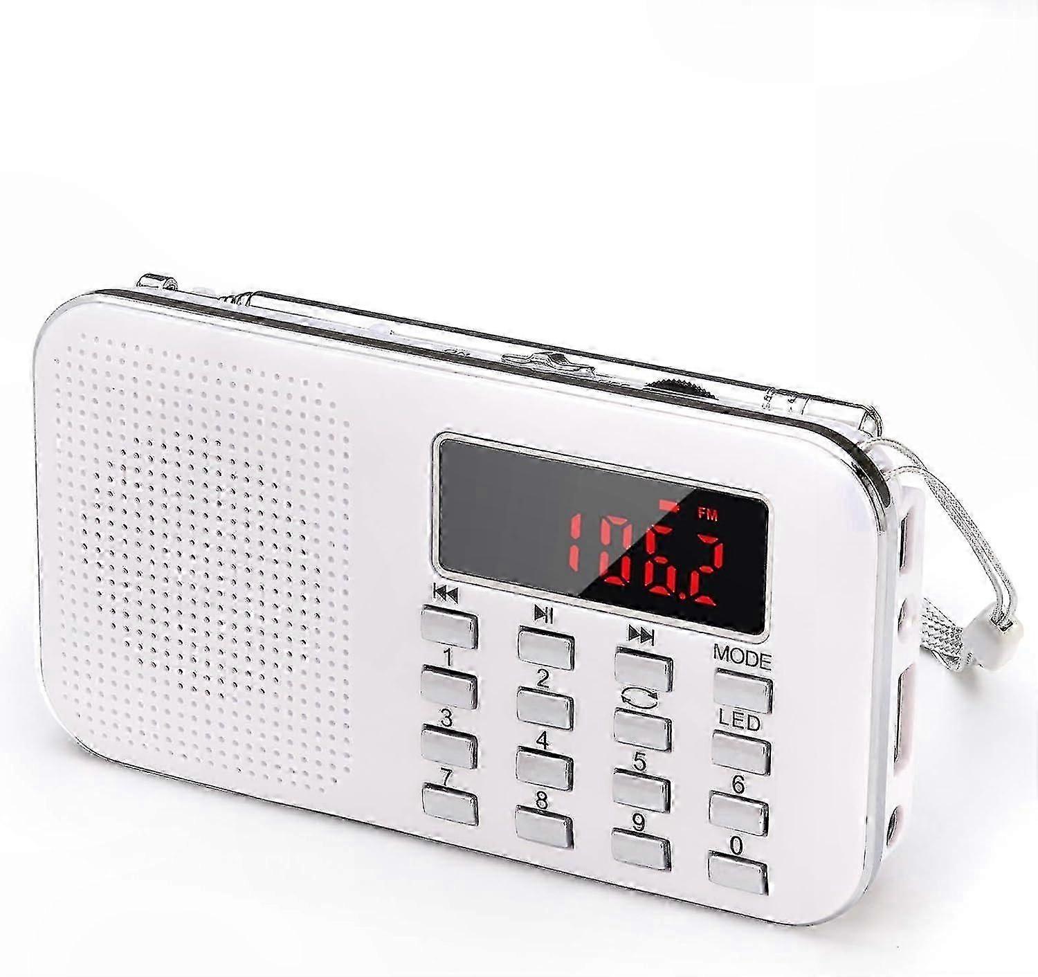 Portable AM/FM Radio with MP3 USB AUX, Ultra-Thin Design, Rechargeable Battery, Auto Save Stations (Red)