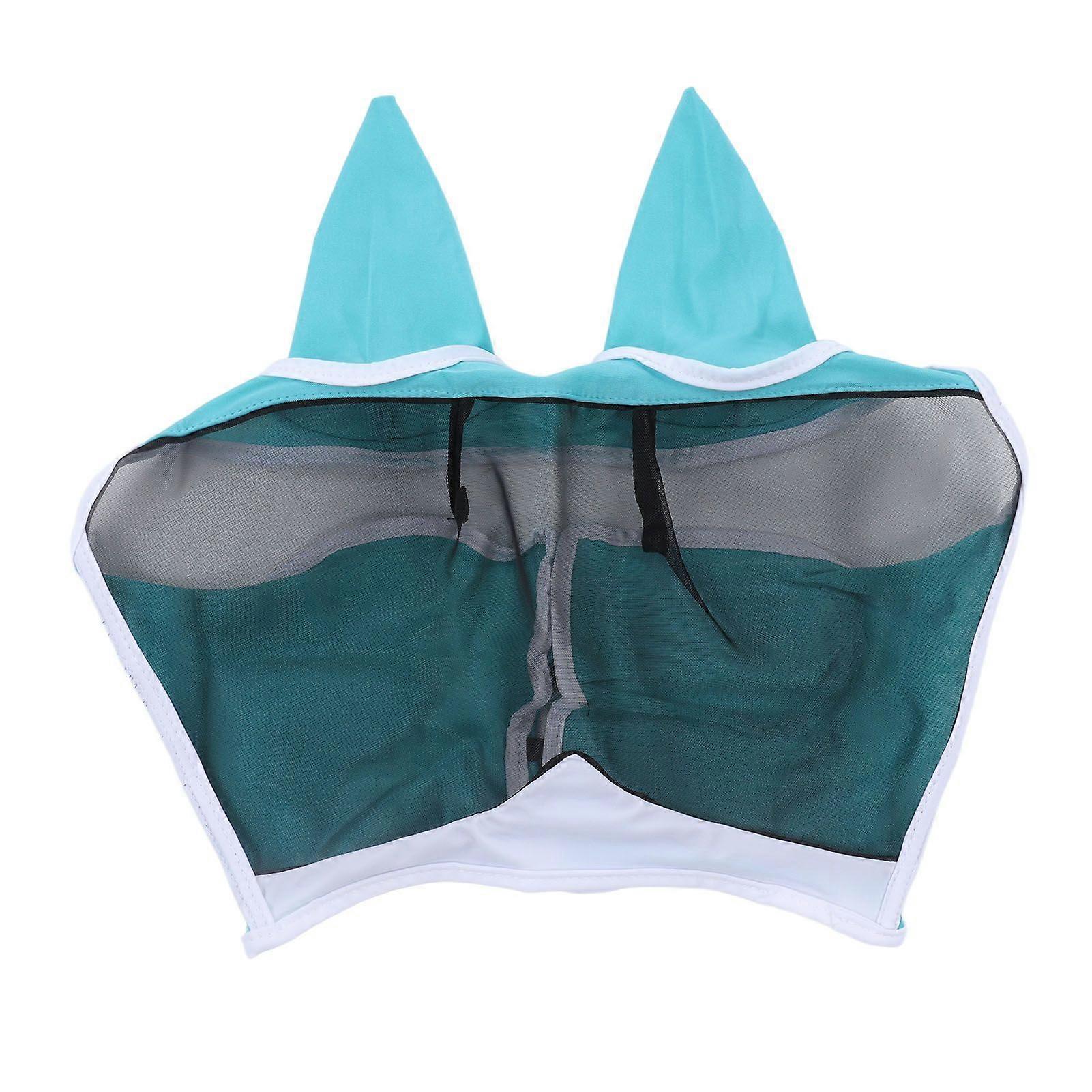 Horse Fly Mask Breathable Comfortable Soft Fine Mesh Design Horse Face Mask Horse Supplies with Ears Blue