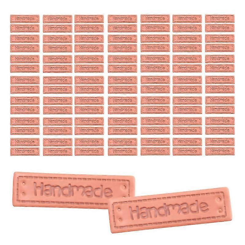 For 100pcs Pu Leather Handmade Labels Tags Embossed Labels Textile Leather Labels For Garment Diy Cr