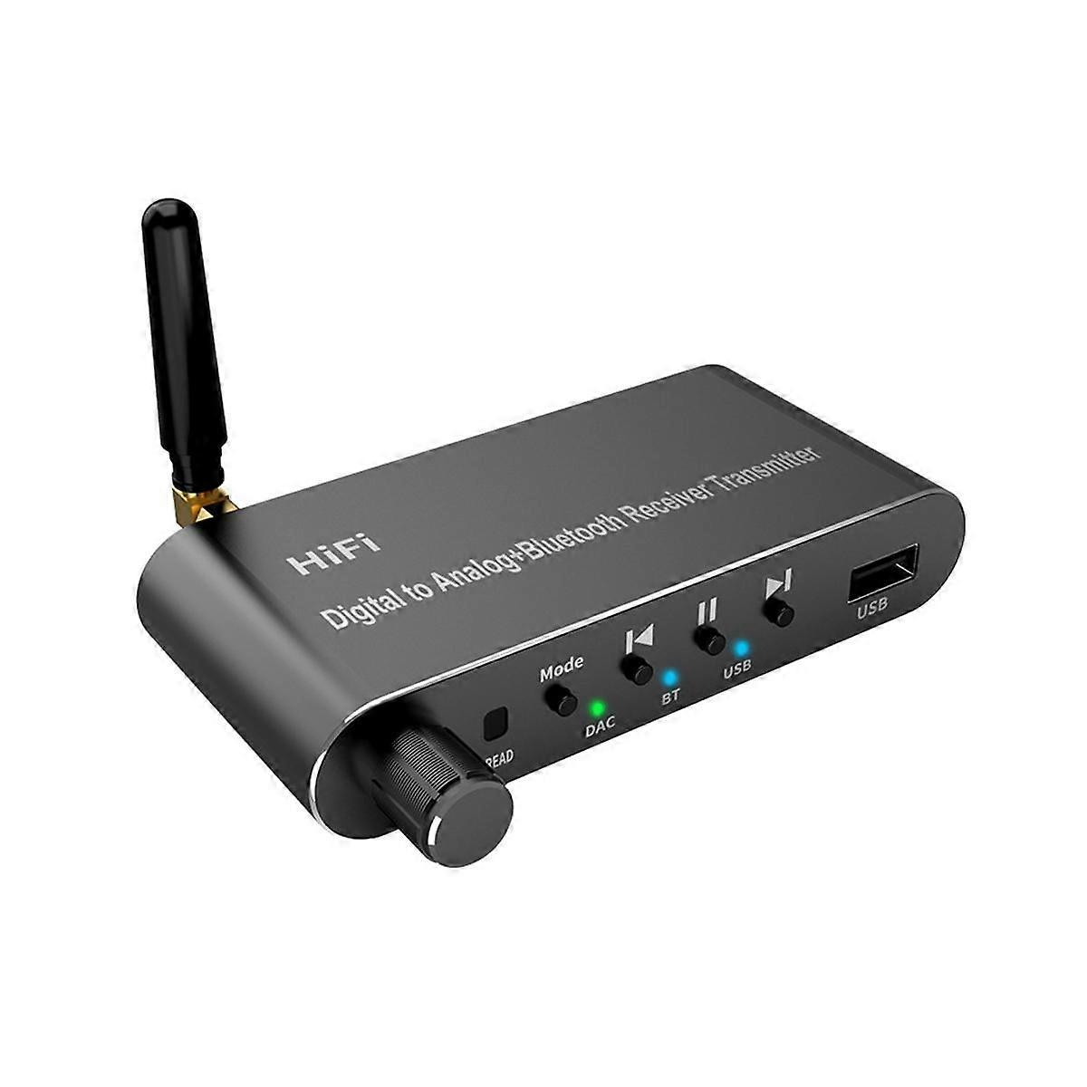 Bluetooth 5.1 Receiver Transmitter Audio Converter U-Disk Play Coxial/Optical to 3.5MM AUX R/L DAC