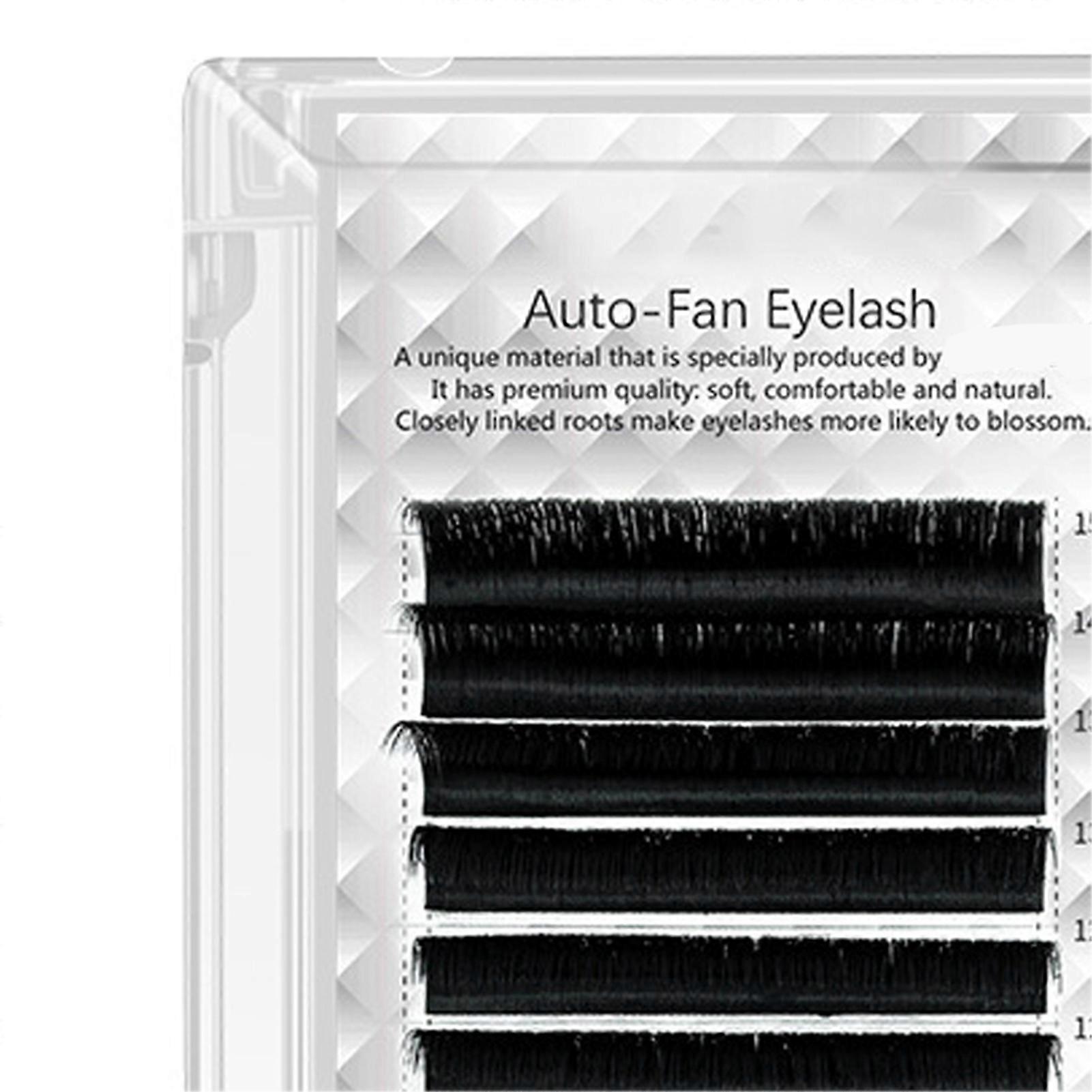 Auto Fan False Eyelashes 0.03D Black 0.3-0.6in 12 Rows Volume