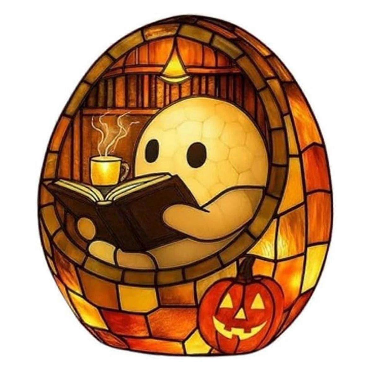 Ghost Reading Book Lamp Halloween Ghosts Reading Night Light Up Ghost Halloween Decor Ghost Flickering Nightlight