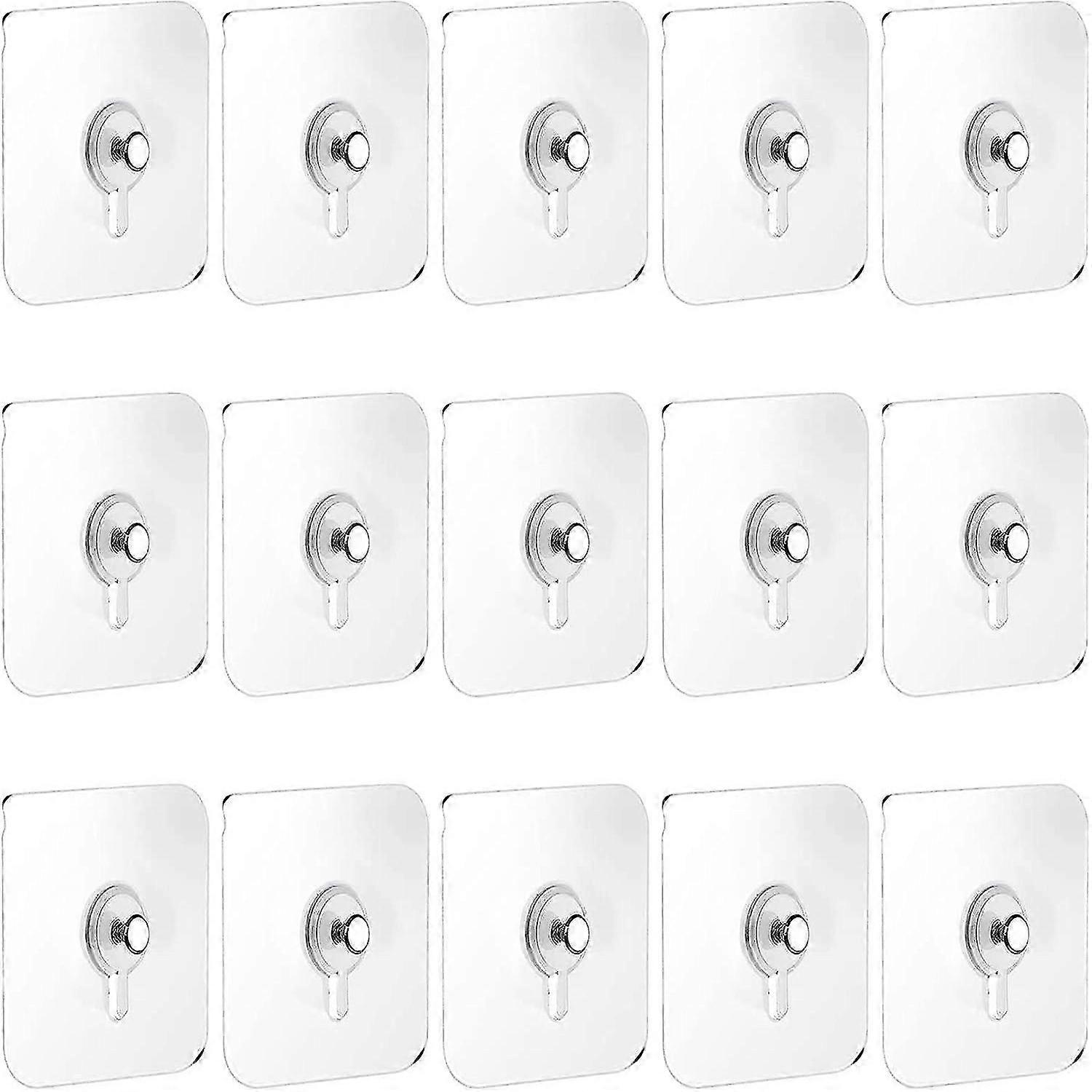 15 pcs wall ties without piercing, self-adhesive transparent hooks without nails