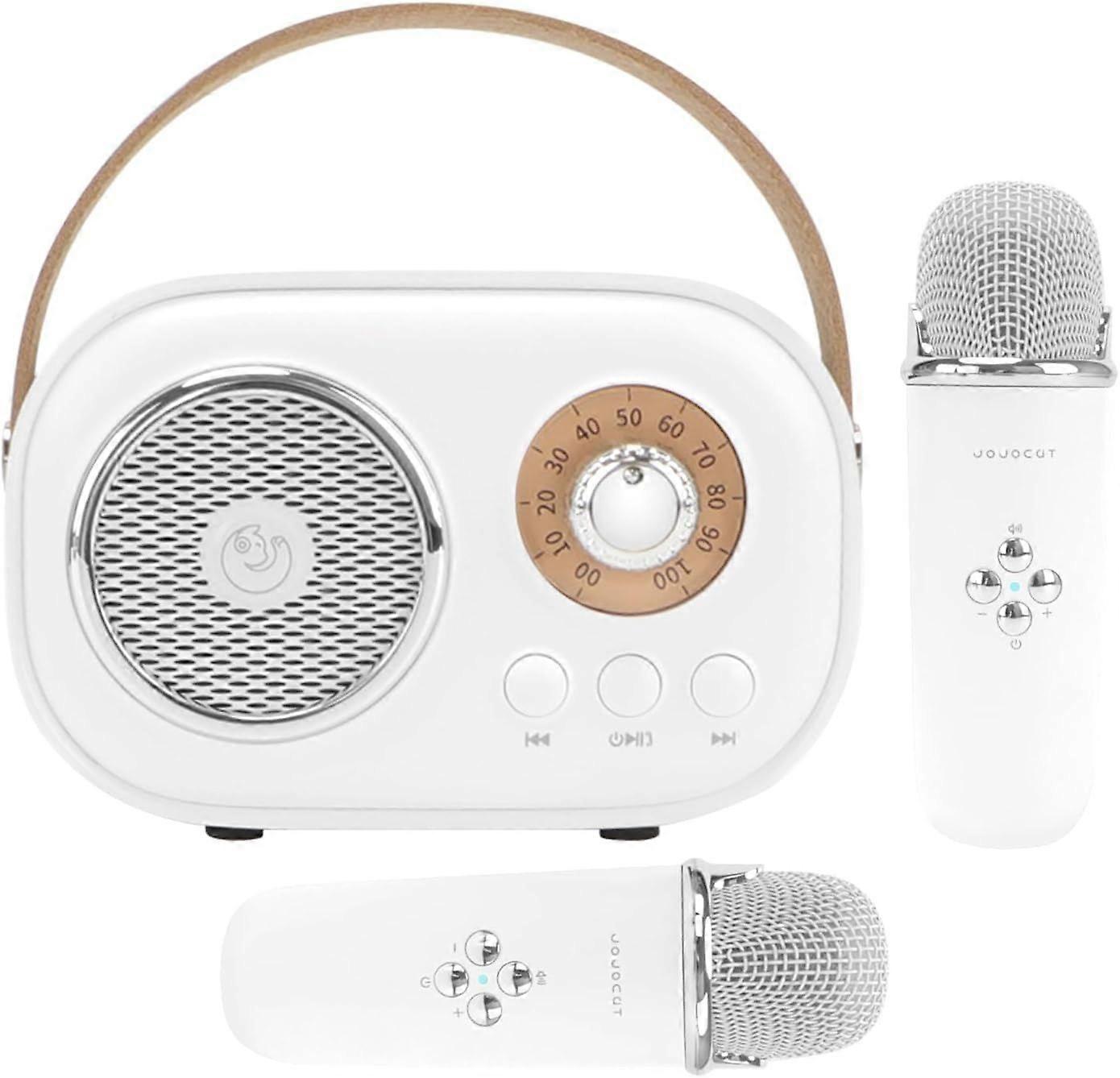 Mini Karaoke Machine for Kids,Portable Bluetooth Speaker with 2 Wireless Microphone,Toys for Girls Boys Gifts,Retro Speaker Set Stereo Sound Enhanced 