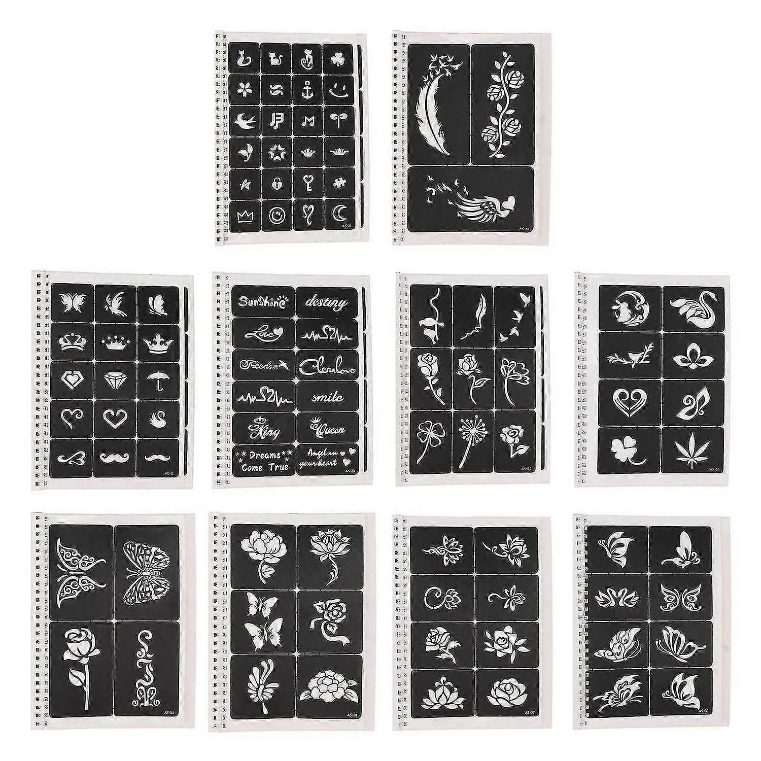 2025 Latest Model Airbrush Tattoo Templates 97 Patterns Waterproof Reusable Po...