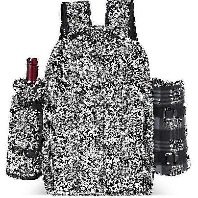 Picnic Backpack for 4 with Moisture-proof Pad and Bottle