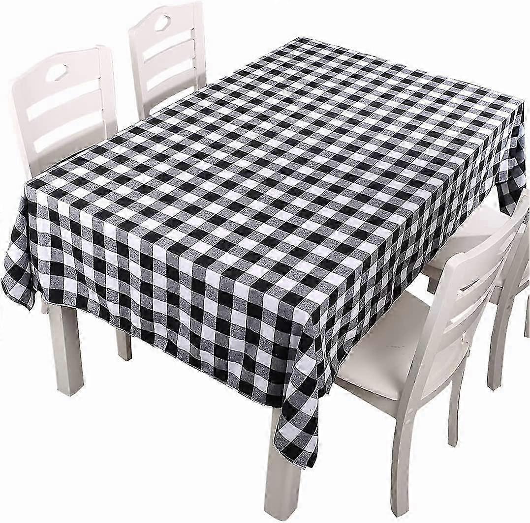 Non-Slip Red and Black Checkered Christmas Tablecloth for Festive Decorations - White Border