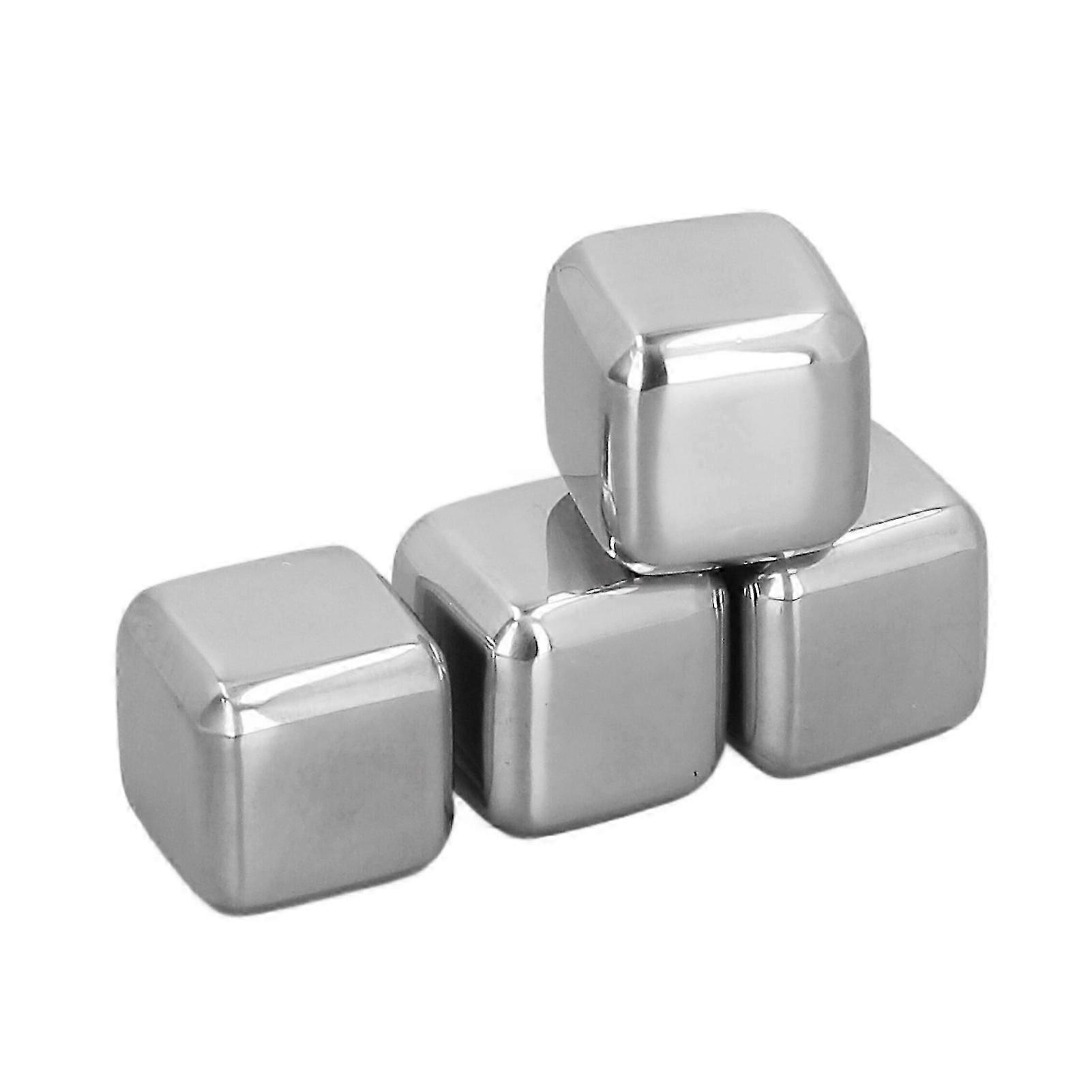 4pcs Stainless Steel Ice Cubes Reusable Whiskey Stones Set Chilling Stones for Beer Whiskey Wine