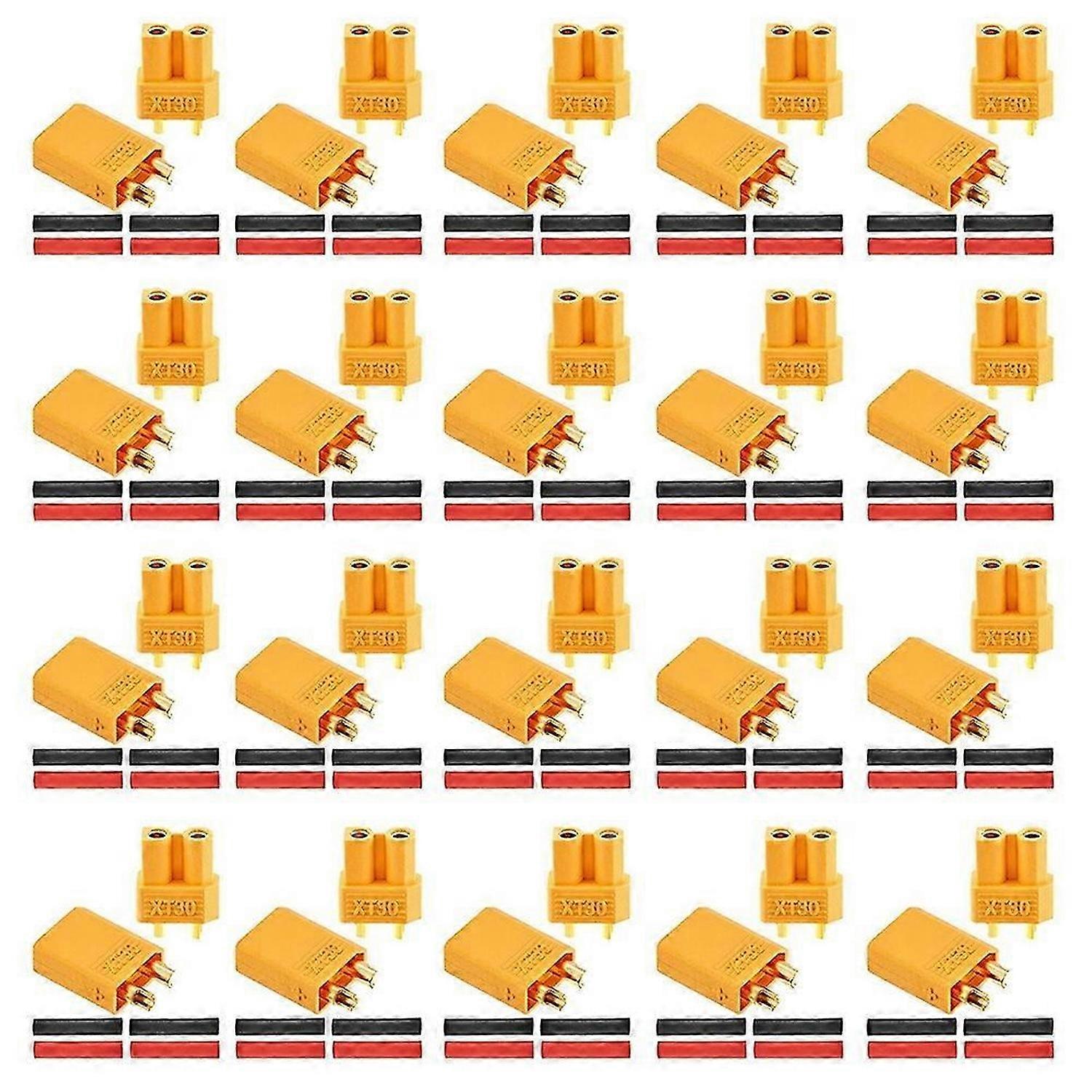 20Pairs XT30 Connectors Plugs with 40Pcs Shrink Tubing for RC Battery