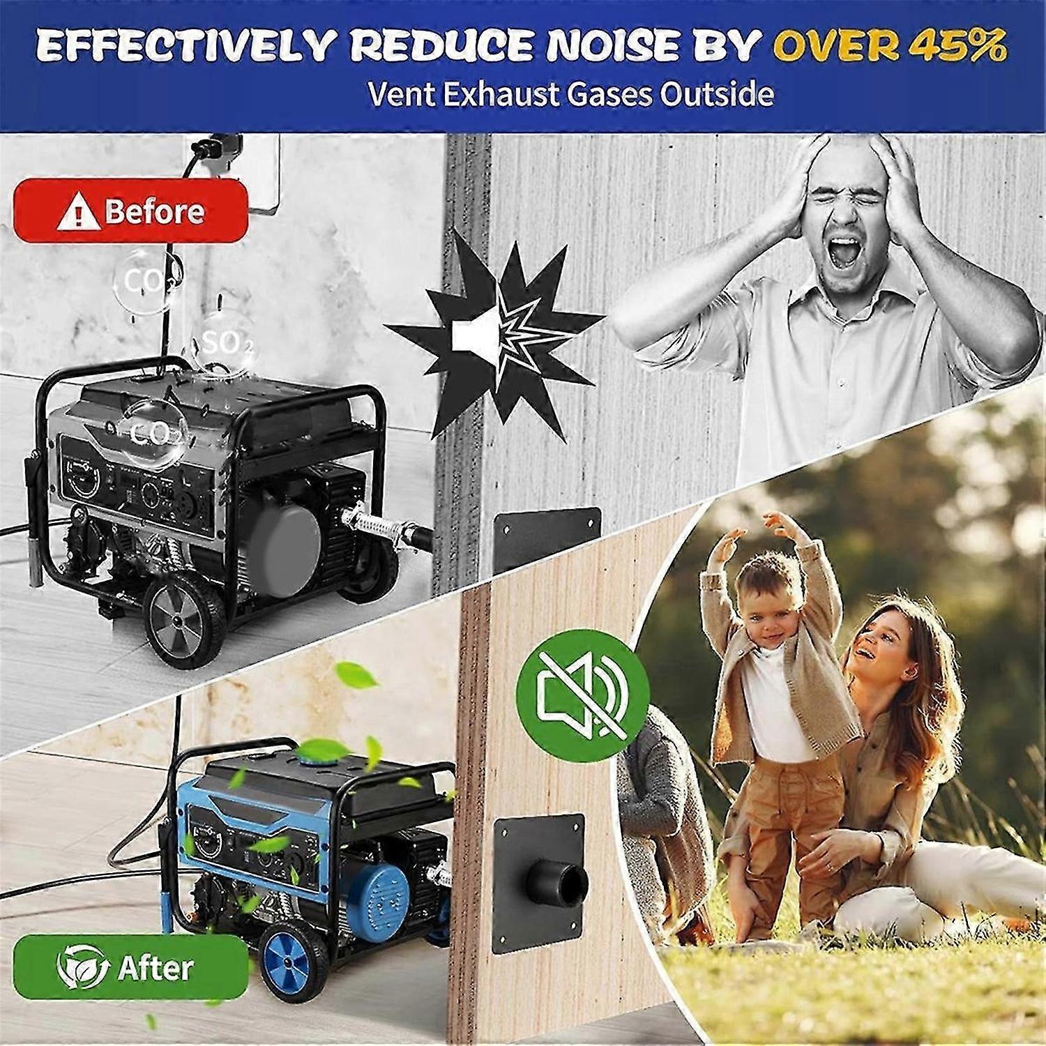 Generator Exhaust Extension Silencer Kit Reduce Noise By 52%