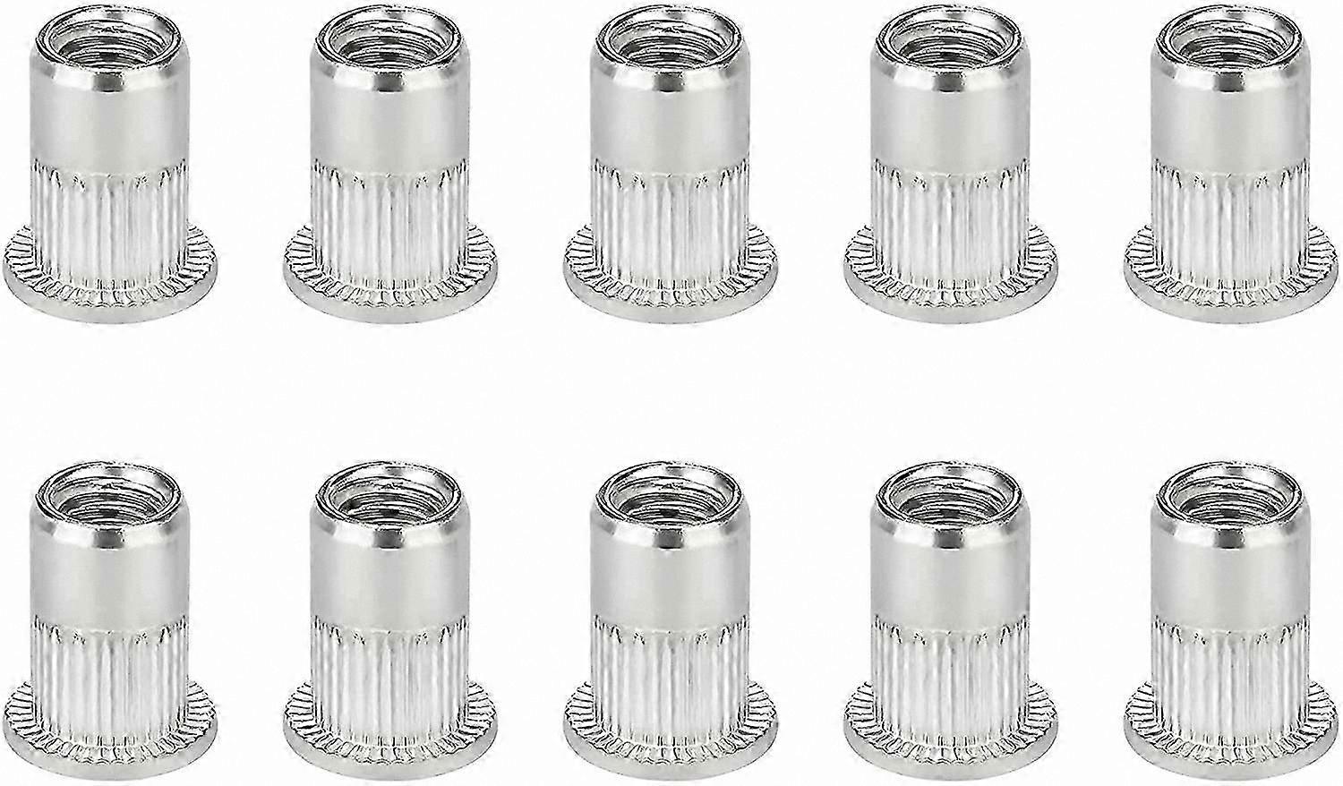 M10 Flat Head Rivet Nut Insert, 304 Stainless Steel Threaded Rivet Nuts (Pack of 10)