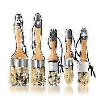 Set of 5 Round and Oval Chalk Paint Brushes for Wax Painting Ideal for All Chalk Painting Projects
