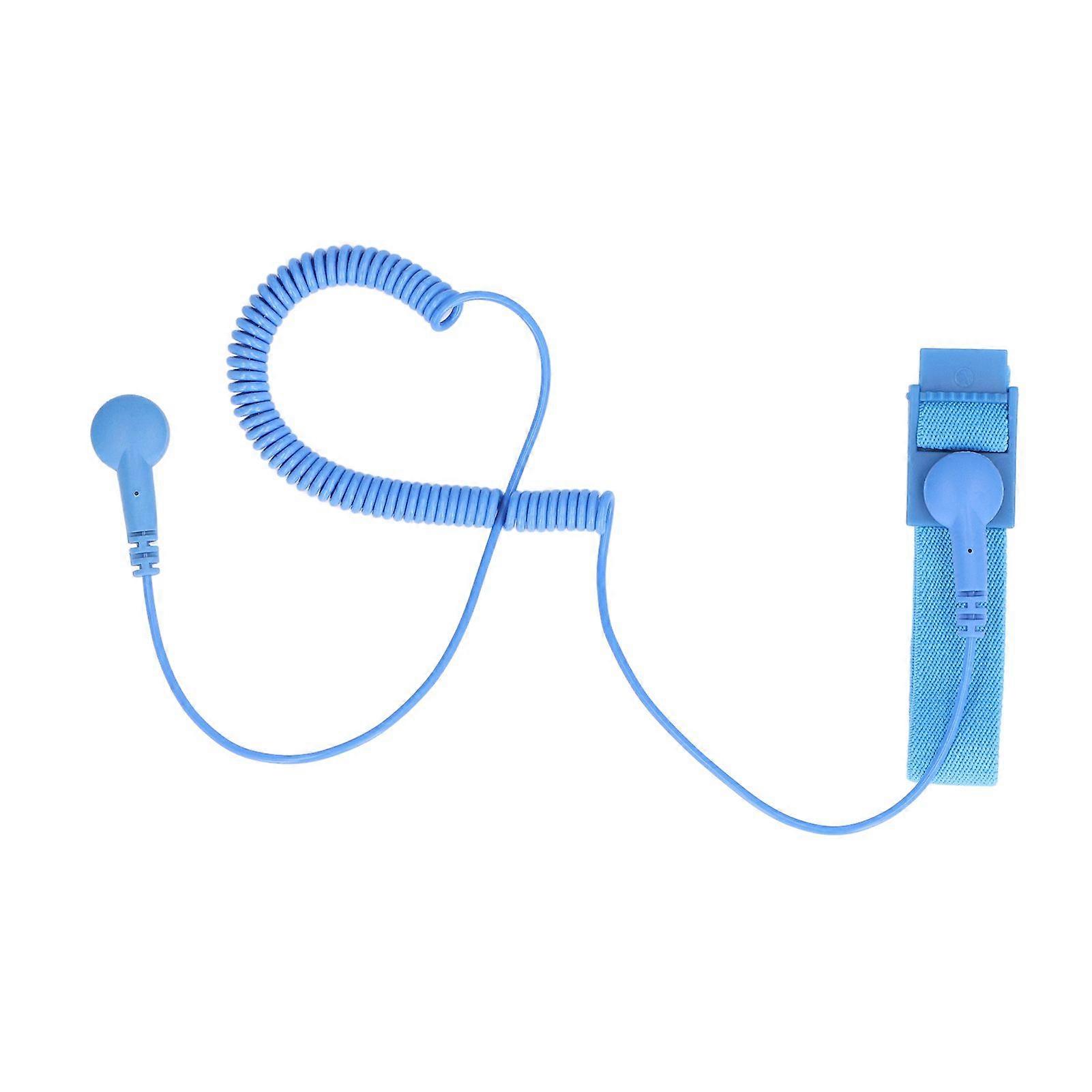 Static Proof Wrist Strap Reusable ESD Wristband with Grounding Wire Extendable Long Cord Blue