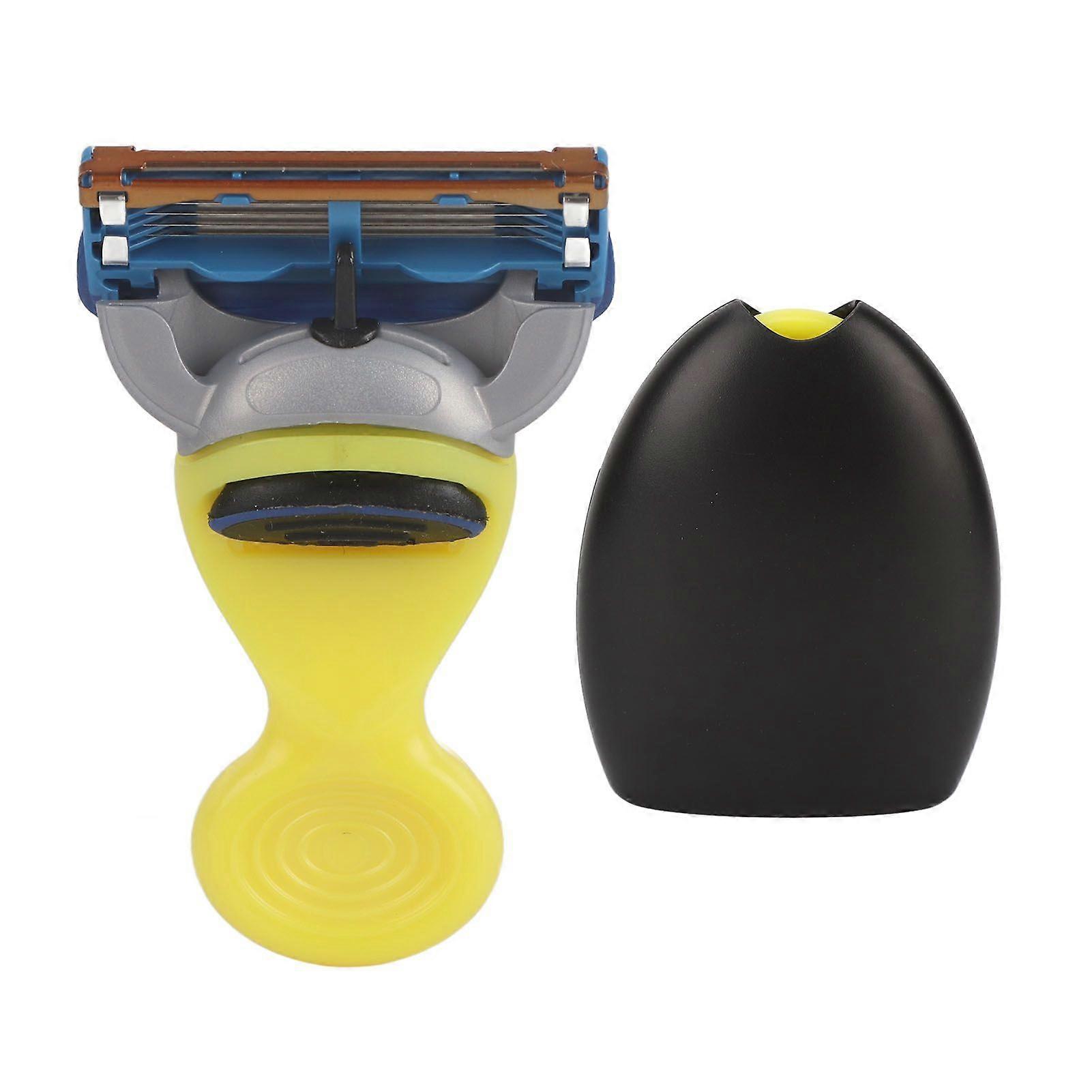 Manual Shaving Razor with Rotary Blade Head Removable Button Shaver Satefy Washable Hair Remove Tool Yellow