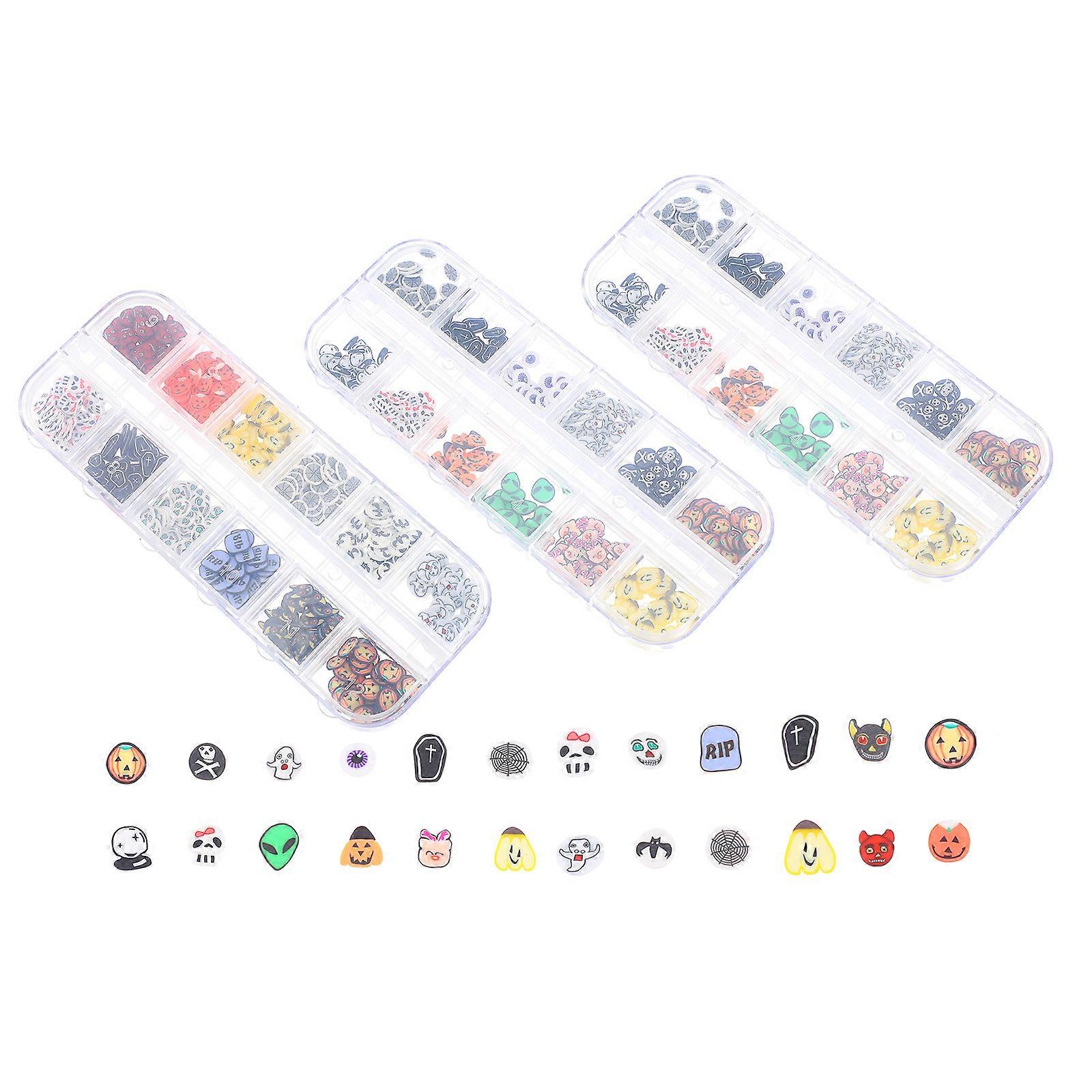 Halloween Nail Art Sequins Charm for Nail Art 3 Boxes in Assorted Color