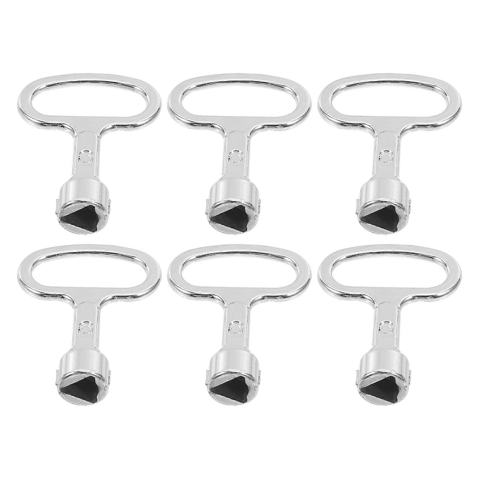 6Pcs Triangle Key Trash Can Bin Lock Opening For Community Maintenance Silver Color Highly Practical 5.50X3.90X1.30CM