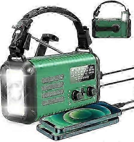 20000mAh Nød Solcelle Radio med Håndsving, NOAA Vejr Radio & USB Oplader - Bærbar Power Bank, LED Lommelygte, SOS Alarm SZRH A-D