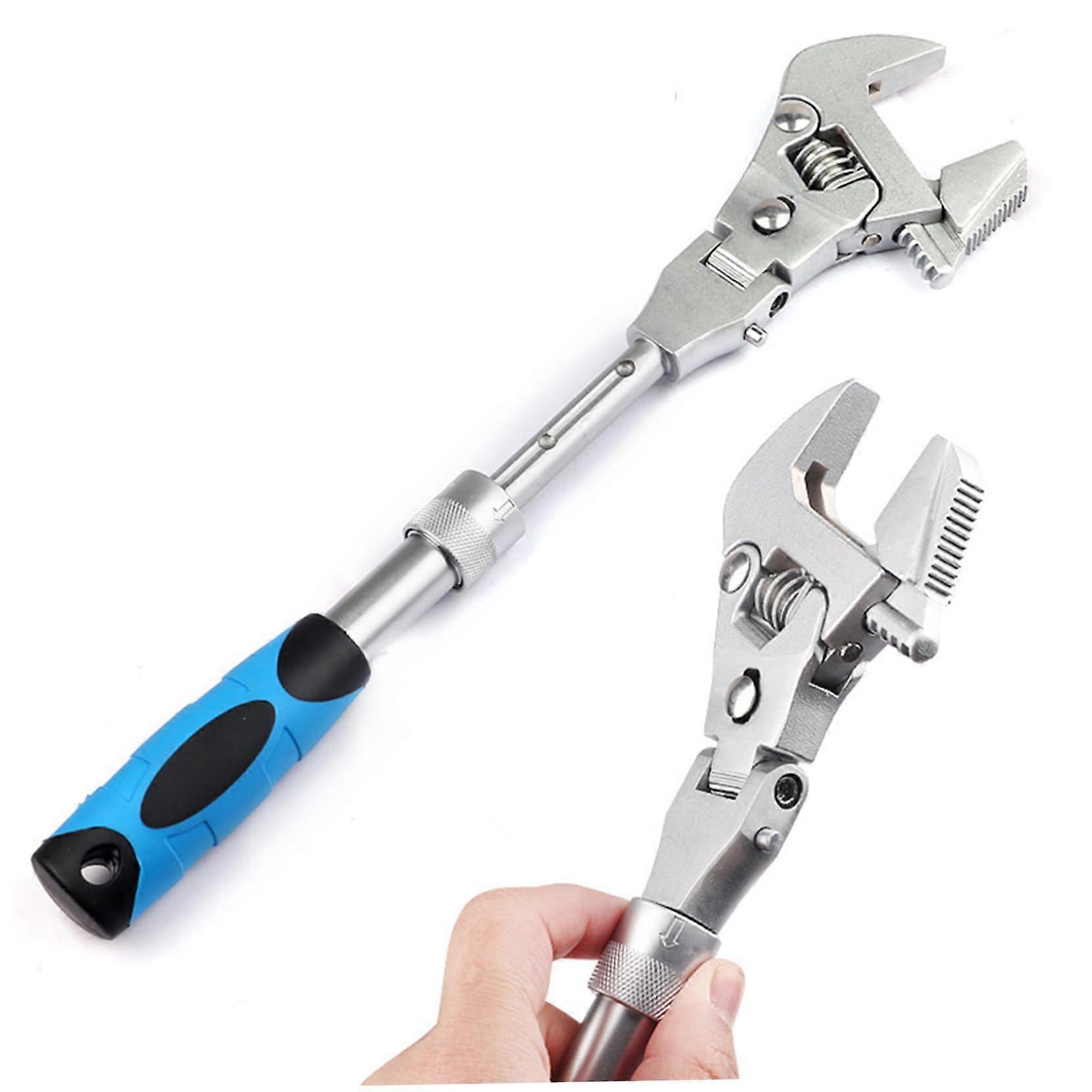 Ratcheting Adjustable Wrench 10 Inch Foldable 180 Degree Swivel Retractable Multi Purpose Soft Handle