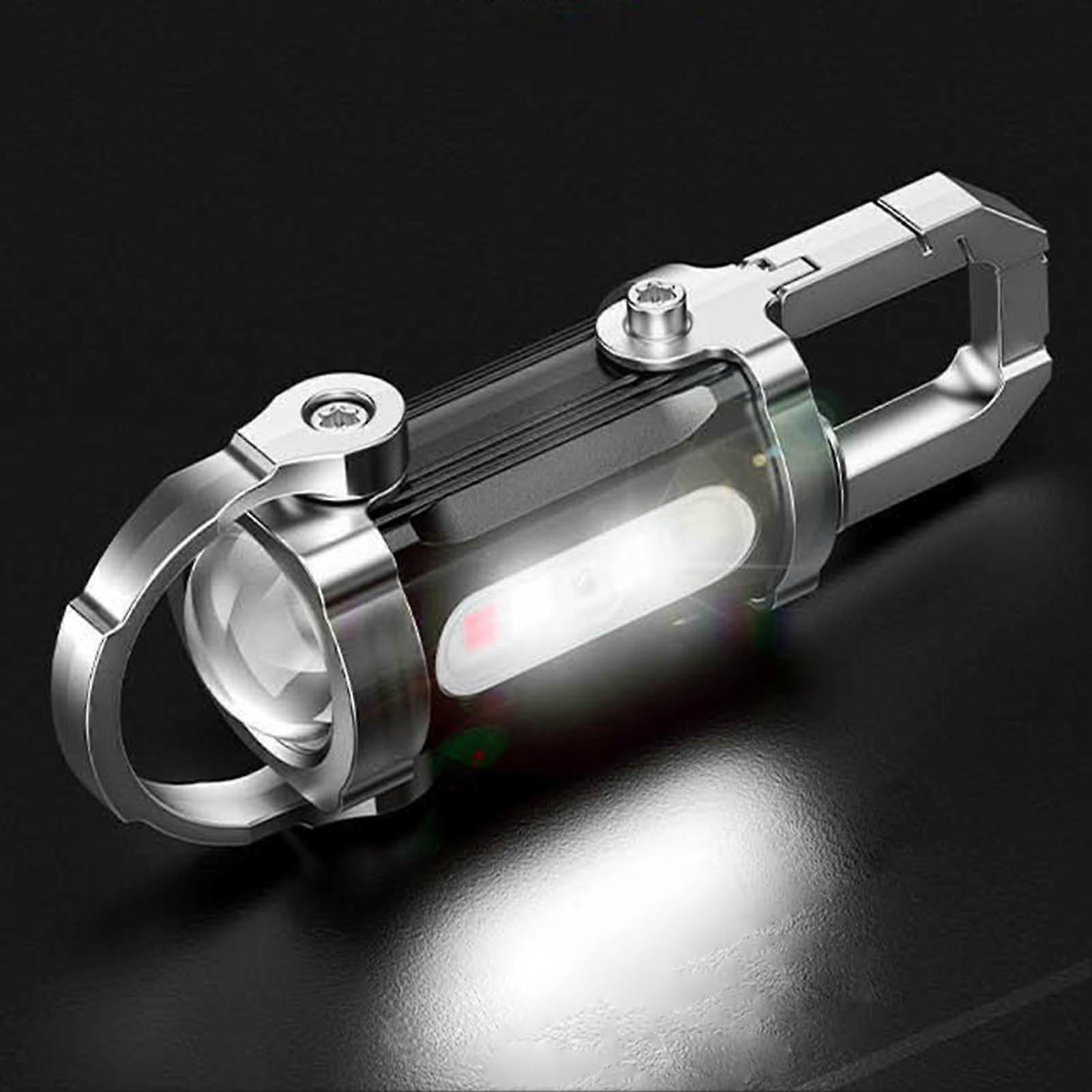 LED Flashlight Rechargeable Outdoor Torch Key Ring, 7 Modes, Compact Aluminum Body, USB-C Charging, Camping Accessory