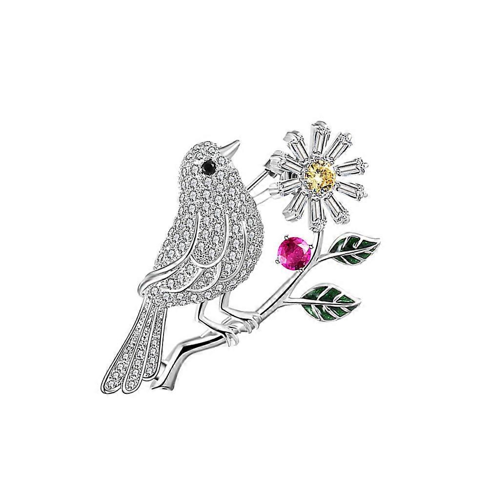 Magpie on The Branch Pin for Wearing Use 3Pcs Silver Fashion Brooch