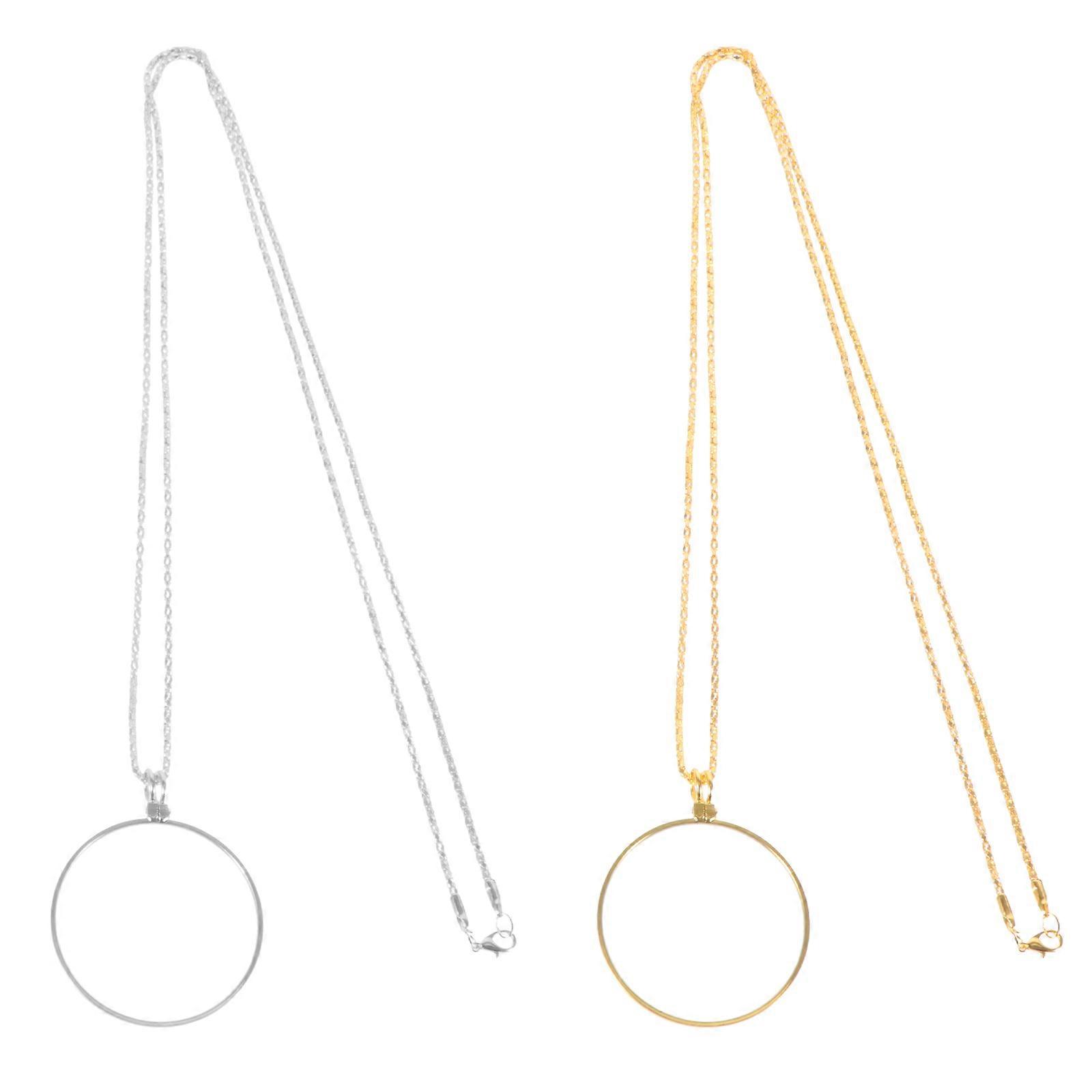 Eyepiece Necklace for Elderly Use 2Pcs Compact Multi-Functional Necklace Magnifier