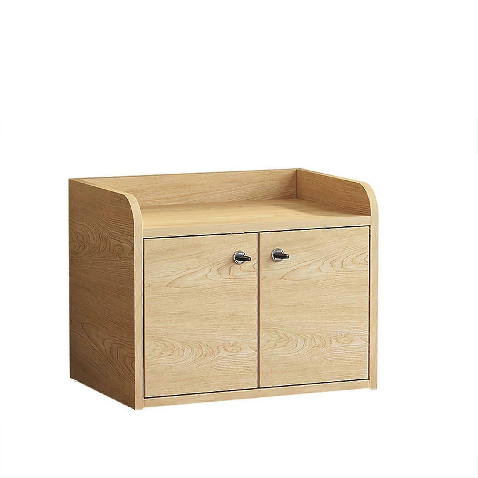 Lockable Wooden Desk Storage Cabinet With Flat File For Office And School Supplies 34.5x24x27 CM 13.5x9x11 IN