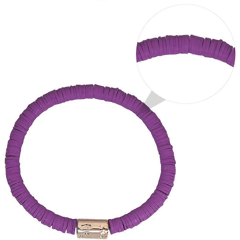 Elastic Wrist String Bohemian Style Handmade Bracelet 2Pcs Purple Color