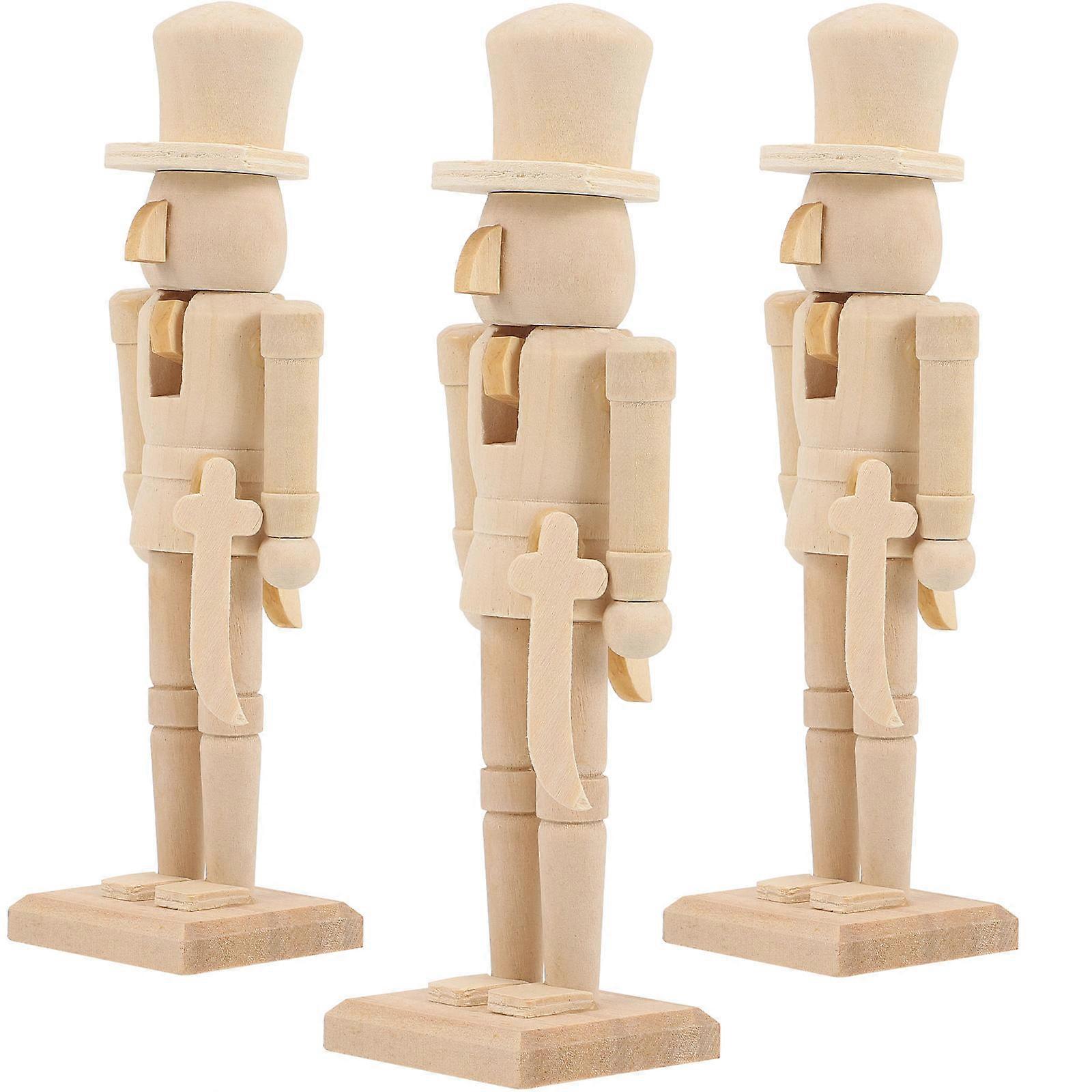 Wooden Nutcracker DIY Unfinished Walnut Soldier for Decoration 9Pcs
