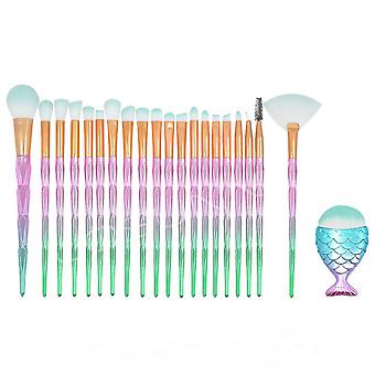 Veeki Mermaid Makeup Brushes, 21PCs Professional Makeup Brush Set Foundation Face Powder Eyeshadow Blending Blush Brush Color Cosmetic tool (style 6)
