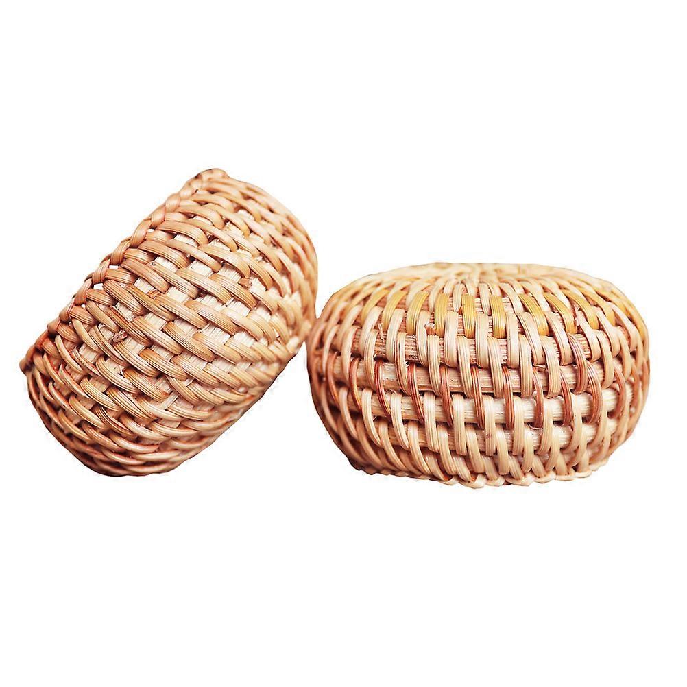 Light Yellow Rattan Woven Incense Burner for Storing 2Pcs Aromatherapy