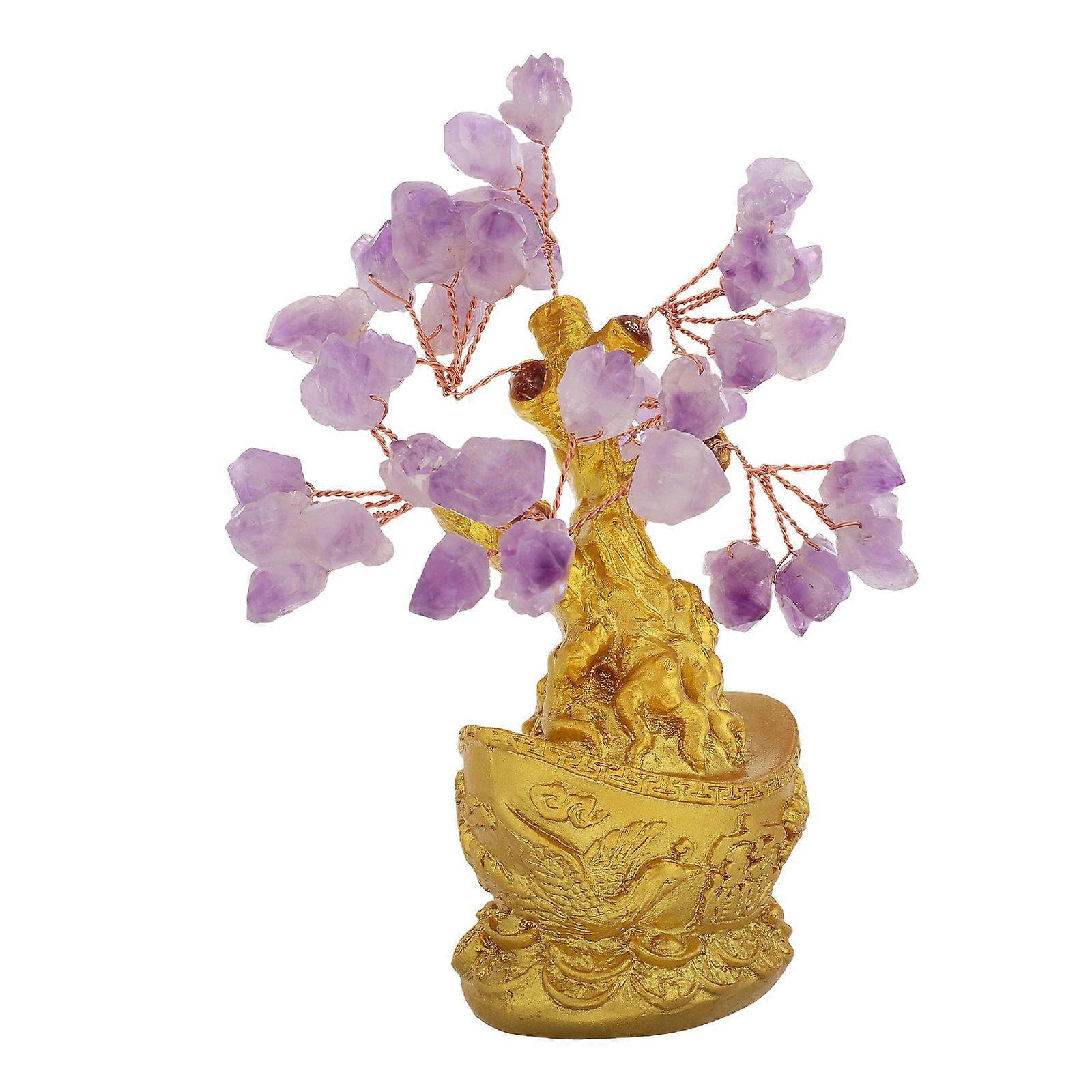 Purple Money Tree Amethyst Gemstone Bonsai 2Pcs Perfect For Home Office Decor Featuring Unique Design And Calming Atmosphere