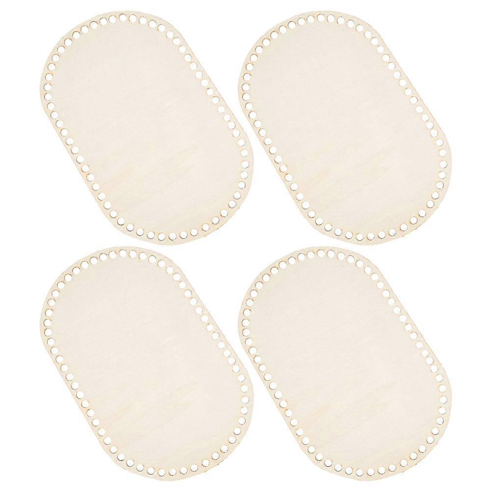 Wooden Basket Base for Crochet Use Oval Solid Wood 4Pcs Set