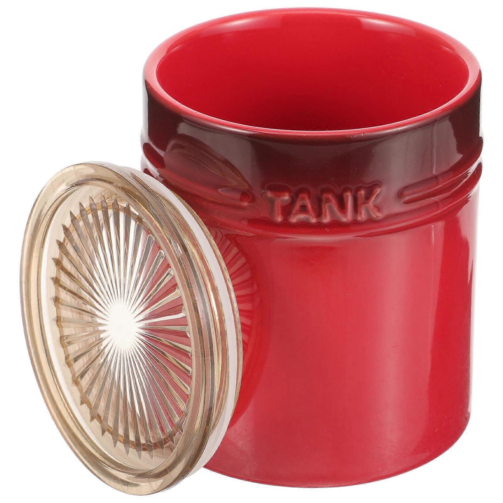 4Pcs Red Ceramic Canister for Kitchen Coffee and Tea Storage