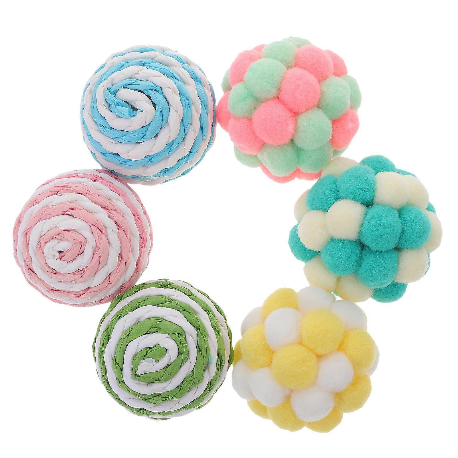 Colorful Plush Cat Toy Balls for Pet Interaction 24Pcs Assorted Set