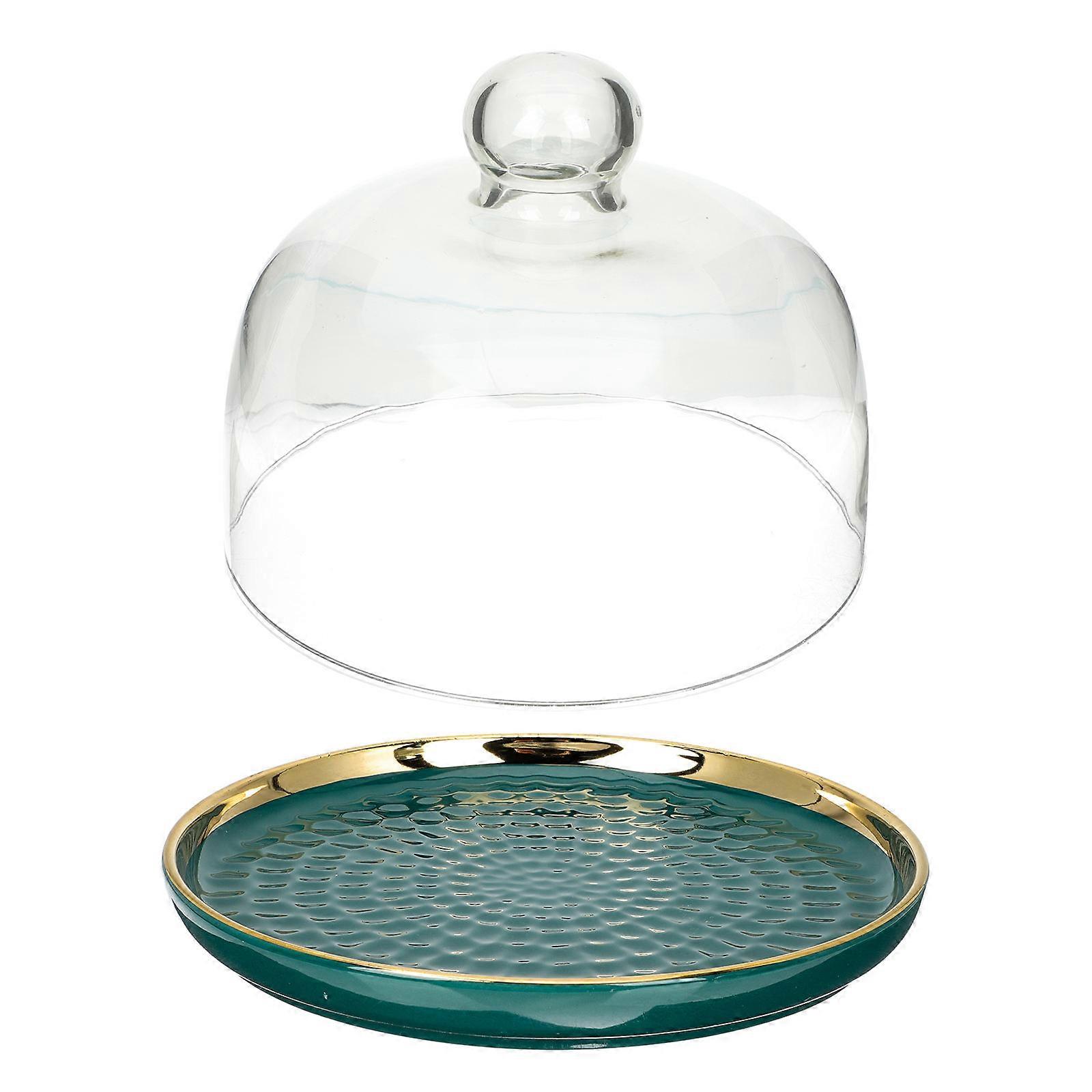 Elegant Dessert Tray For Wedding Parties Featuring 18cm Lid In Dark Green For Serving Cakes And Snacks 1 Set