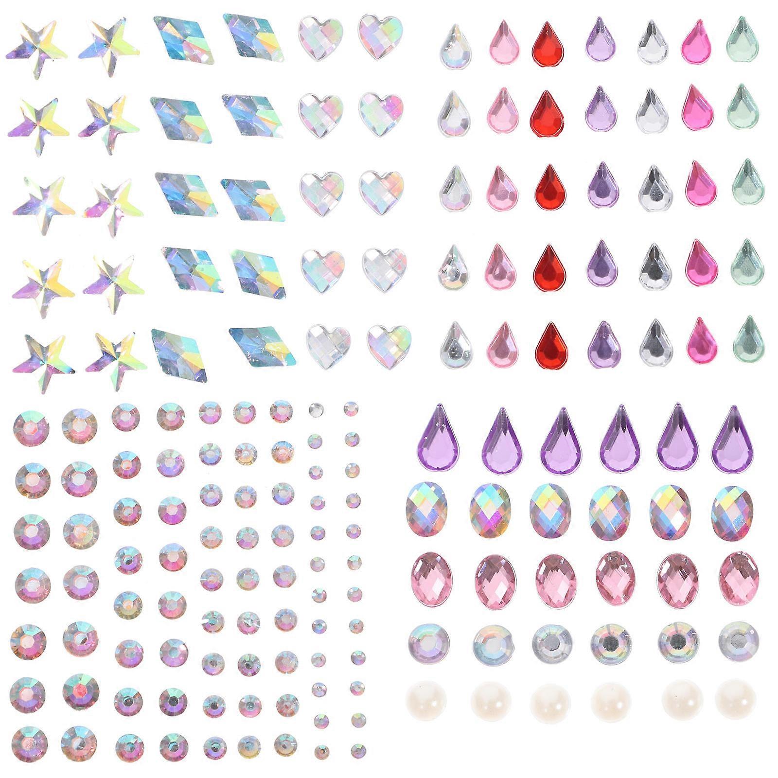 Face Rhinestones for Makeup Stickers Stick on 8 Sheets