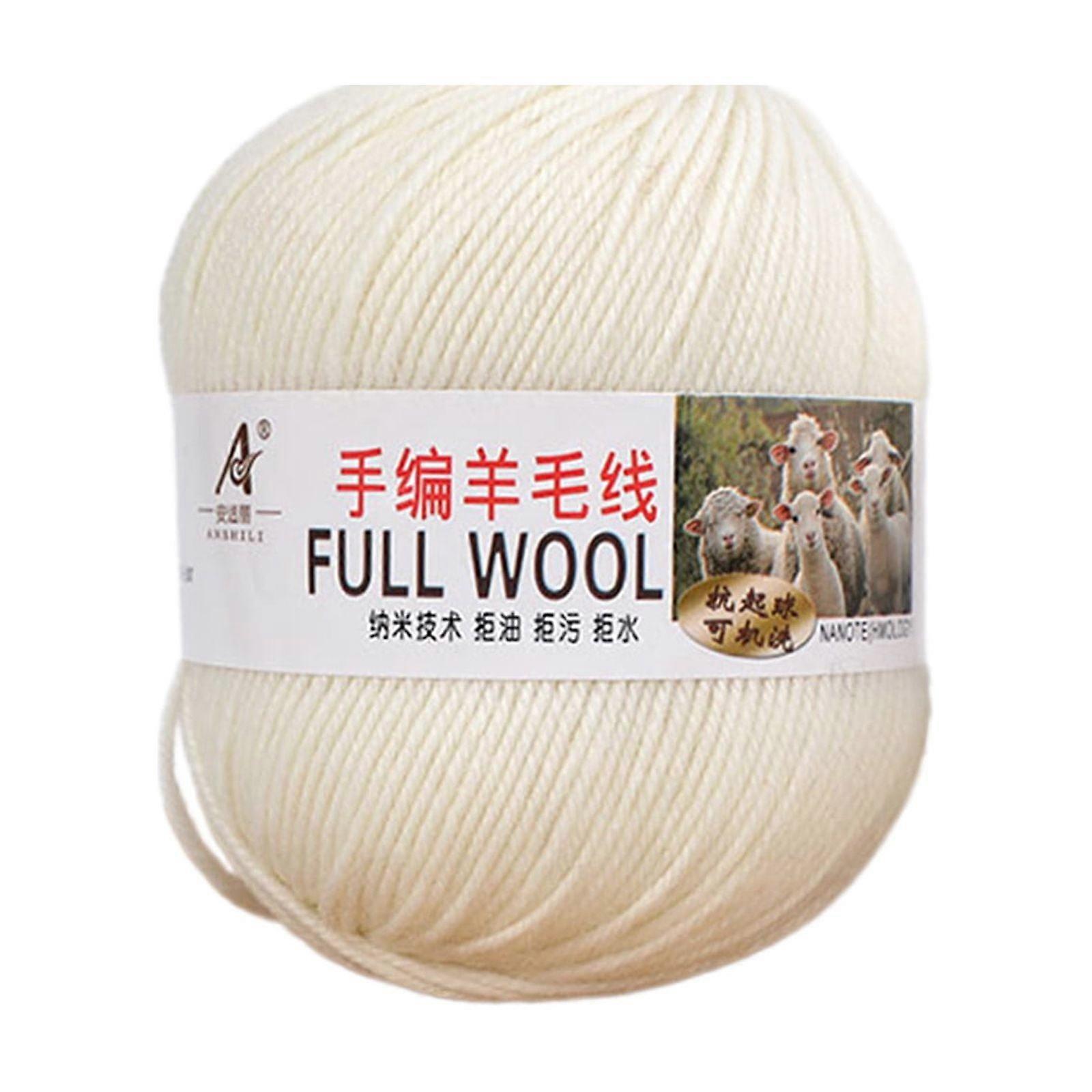 JeashCHAT Clearance Soft Wool Yarn for Crocheting and Knitting, and Weaving, Warm Cotton Yarn 50g White