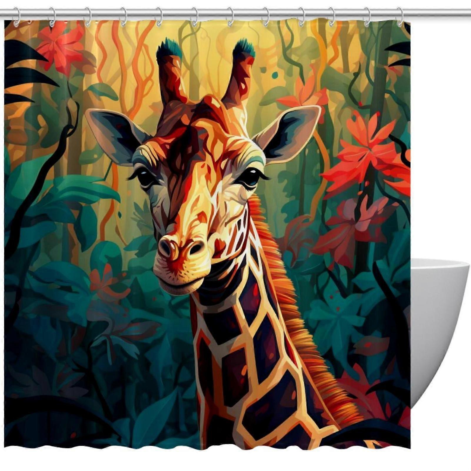 Shower Curtain with Grommets and Hooks Giraffe Shower Curtains 66" x 72" Bathroom Curtains Decor