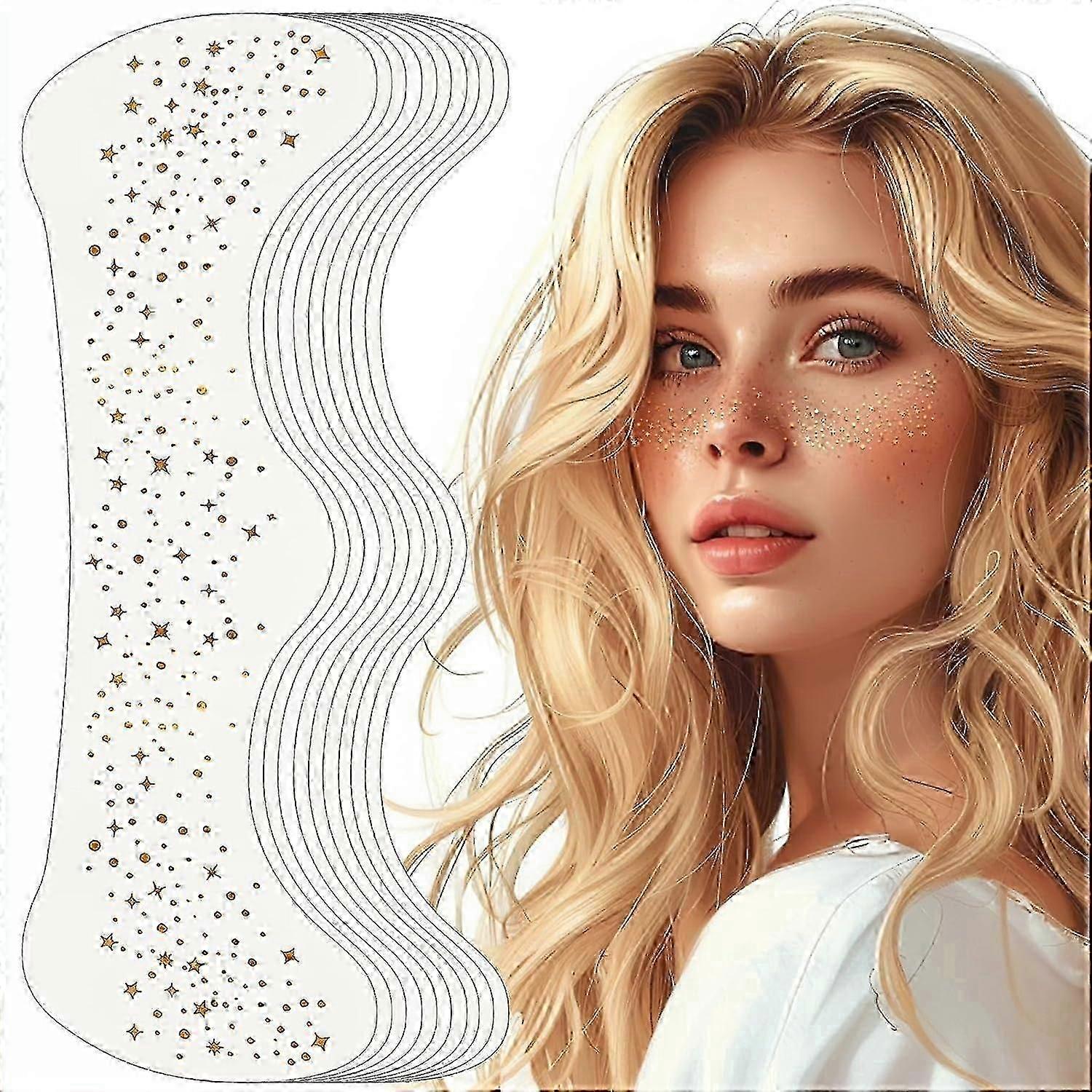 třpytivé pihy tetování na obličej, třpytivé pihy, třpytivé make-up náplasti-zlaté-obličej třpytivé skvrny, 4ks