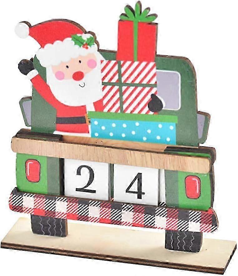 Christmas Advent Calendar with Number Wooden Blocks Countdown to Christmas Tabletop Desk Calendar Xmas Tree Tabletop Decoration for Home Office Decora