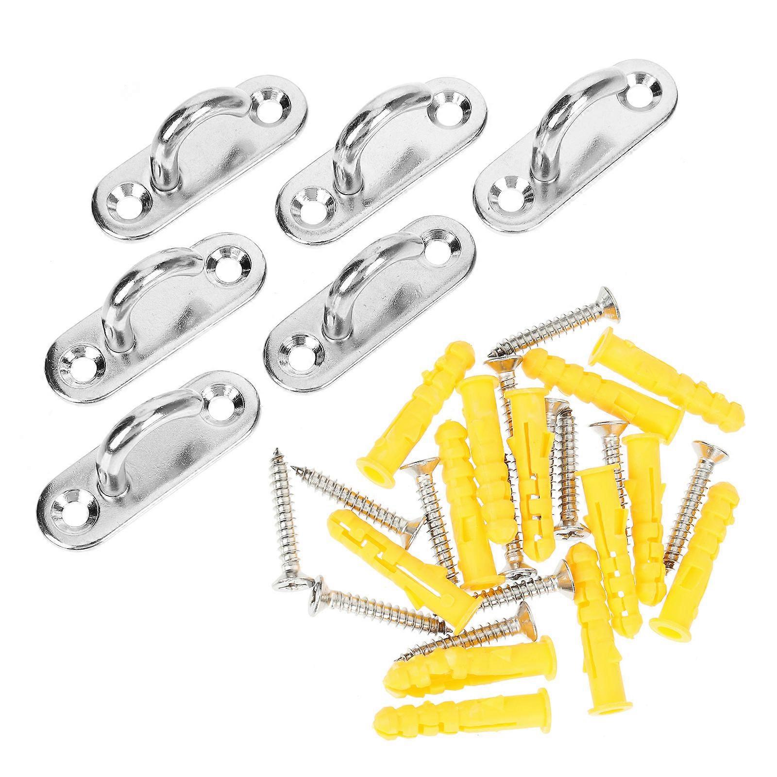 Wall Mount Anchor Screw Ceiling Hooks Oval Open Hook 12Pcs Silver