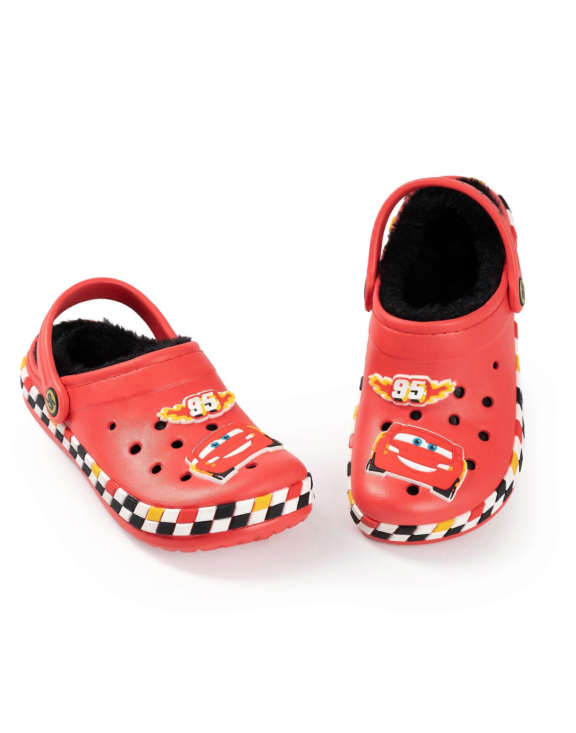 Disney x Cars Boys Clogs Red Lightning Mcqueen Fur Lined
