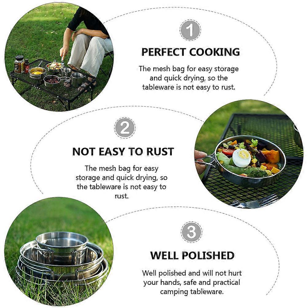 Outdoor Cooking Utensils Set 1 Set Of 5Pcs Camping Tableware Ideal For Hiking Picnic Featuring Practical And Stackable Design