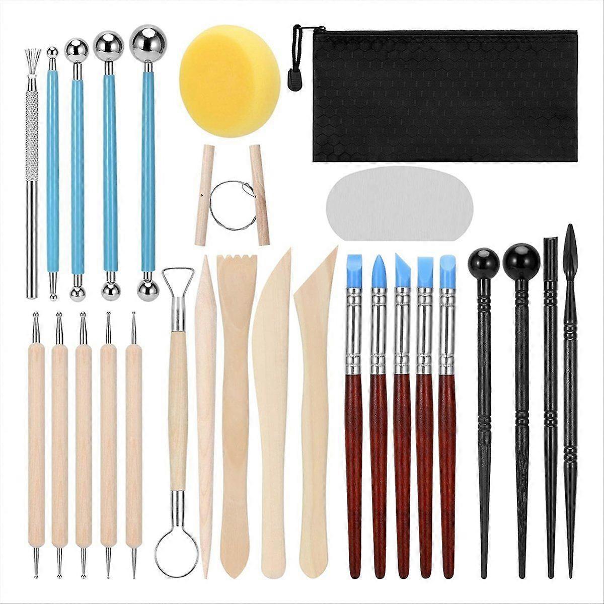 Clay Tools Kit, 28pcs Air Dry Clay Tools for Pottery Polymer Clay Sculpting Tool Kit