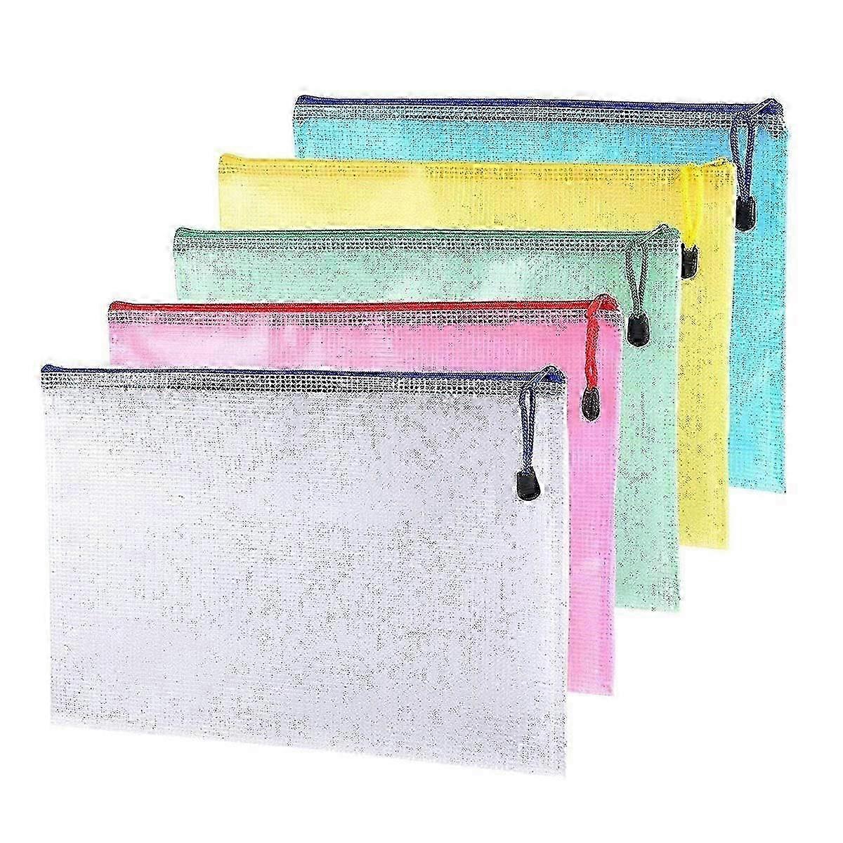 20 Pack Zipper File Bags A4 Mesh Document Bag Plastic Folders Wallets Office School Storage Pouches for Document Business new Edition