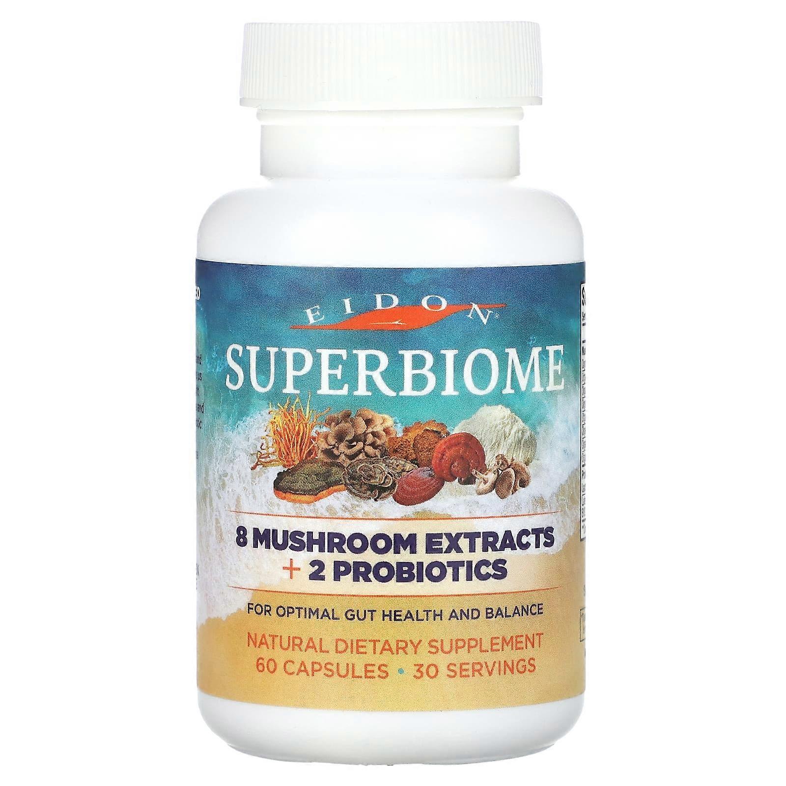 Superbiome, 8 Mushroom Extracts + 2 Probiotics , 60 Capsules