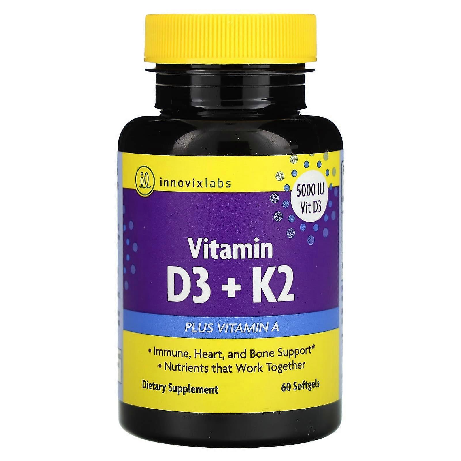 InnovixLabs, Vitamina D3 + K2, 60 cápsulas blandas